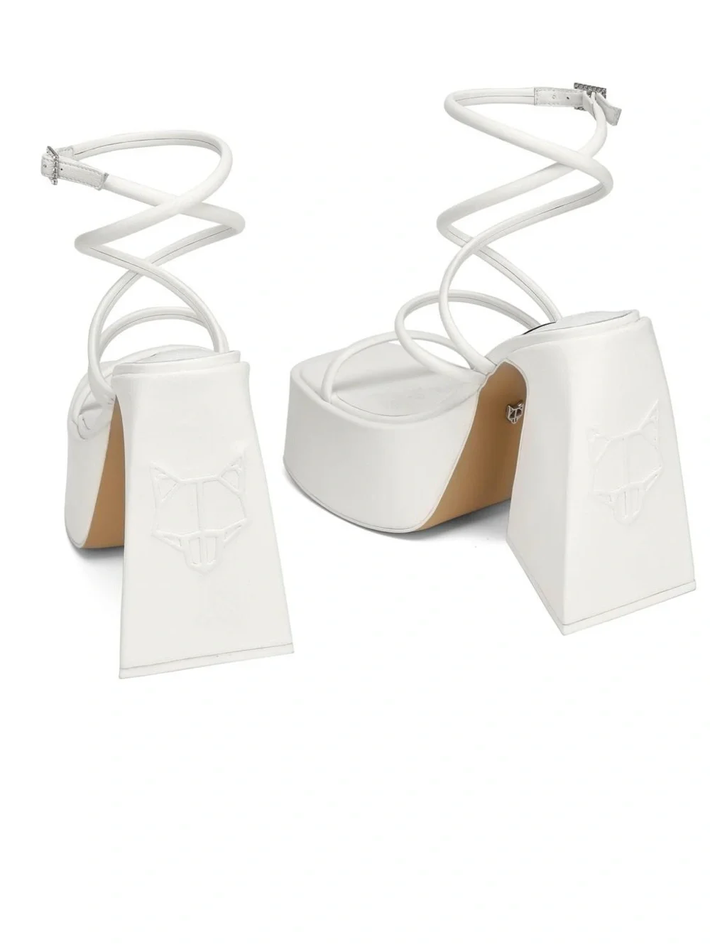 Naked Wolfe Angel - White Strappy Platform Heeled Sandals